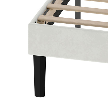 Double Bed Frame Upholstered White 190x139.5x113cm