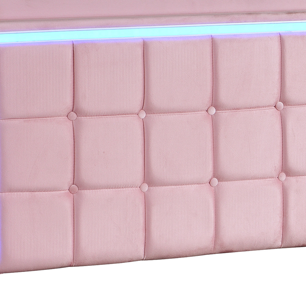 Floating Bed Frame Pink Velvet 204x92x112.5cm