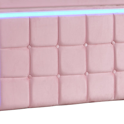 Floating Bed Frame Pink Velvet 204x92x112.5cm
