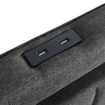 Modern King Bed Frame Fabric Storage Drawer LED USB  Soft Cushion