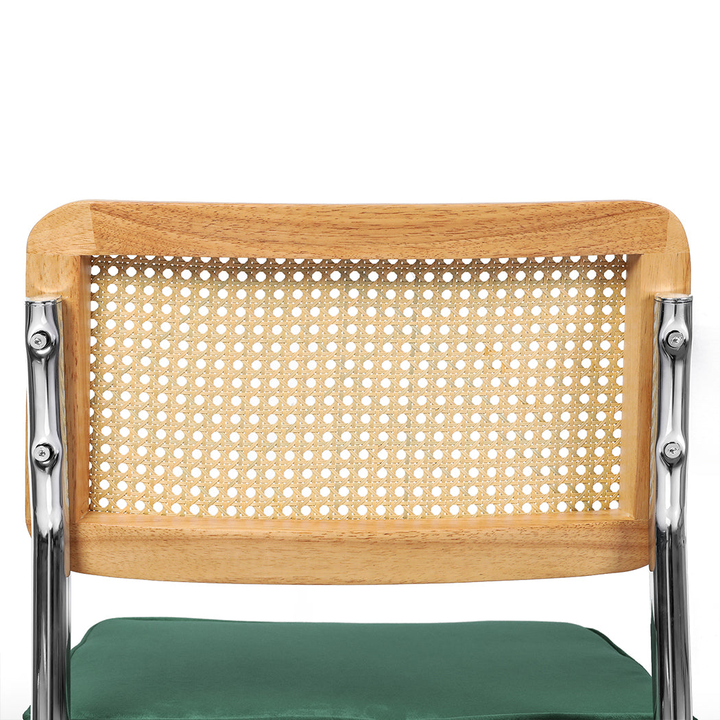 Rattan Dining Chairs Green Velvet 47x53x83cm