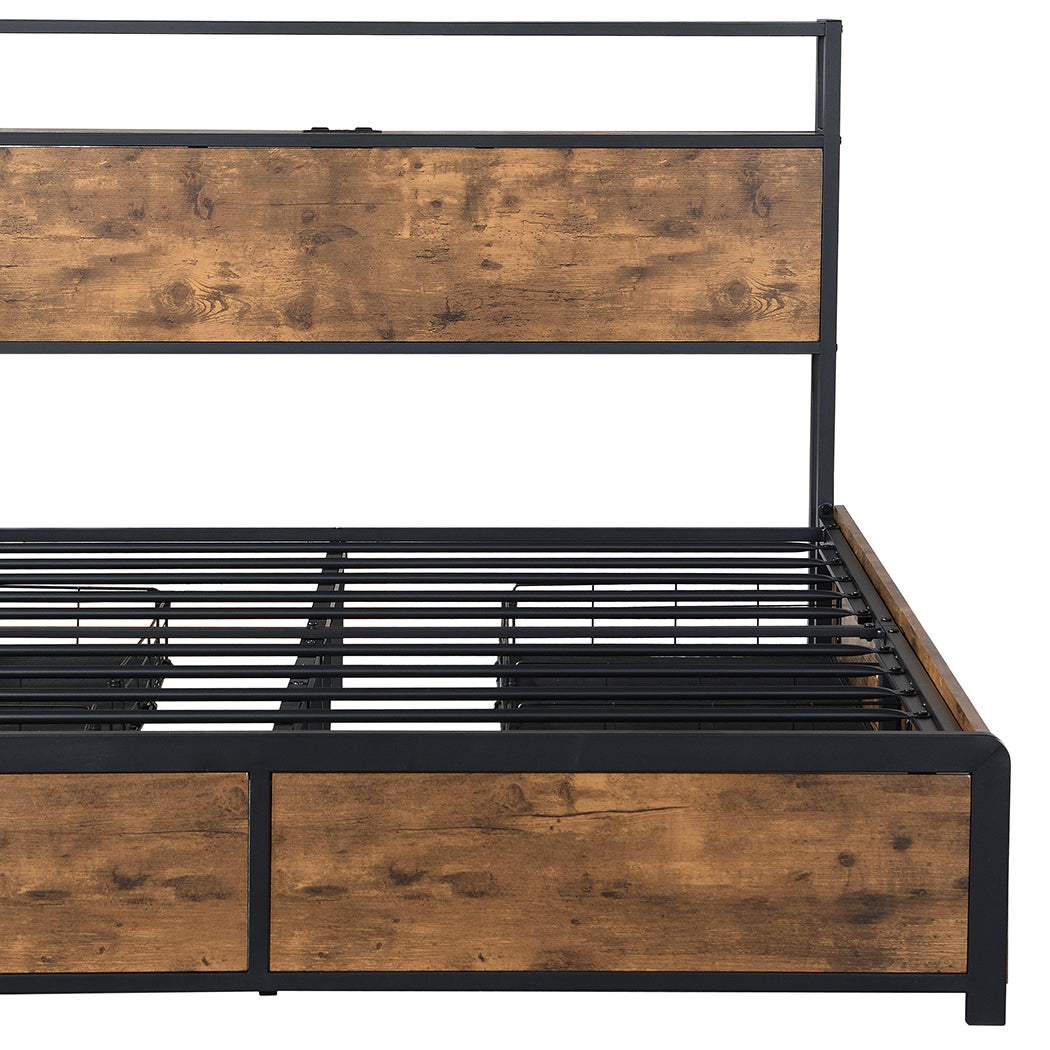 Compact Double Bed Frame RGB LED 4 Drawers USB  Premium Quality Build