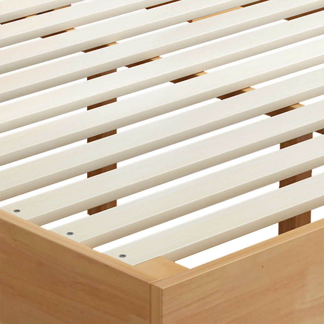 Stylish Queen Rubberwood Bed Frame  Wood Finish Classic Durable