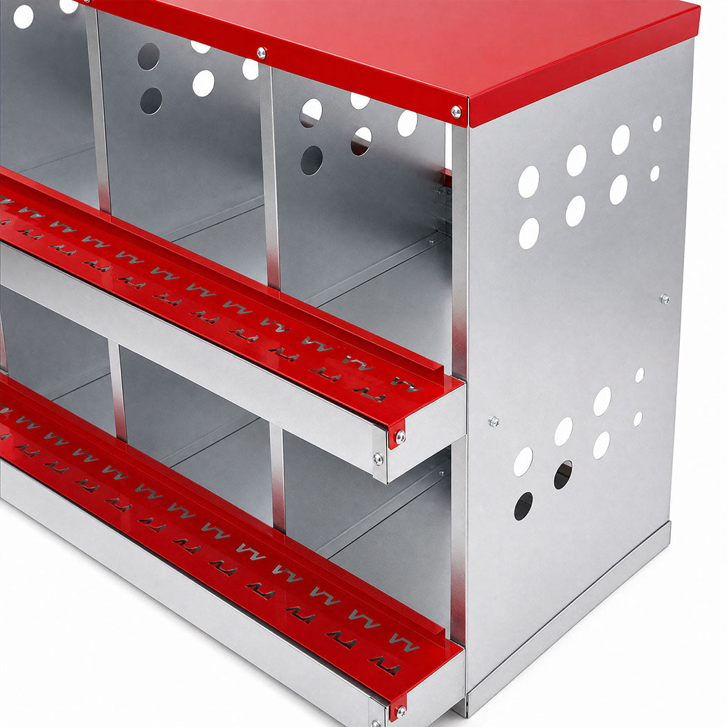 Pawz Chicken Nesting Box 6 Hole 2-Tier Roll Away Egg Collection Galvanized Coop
