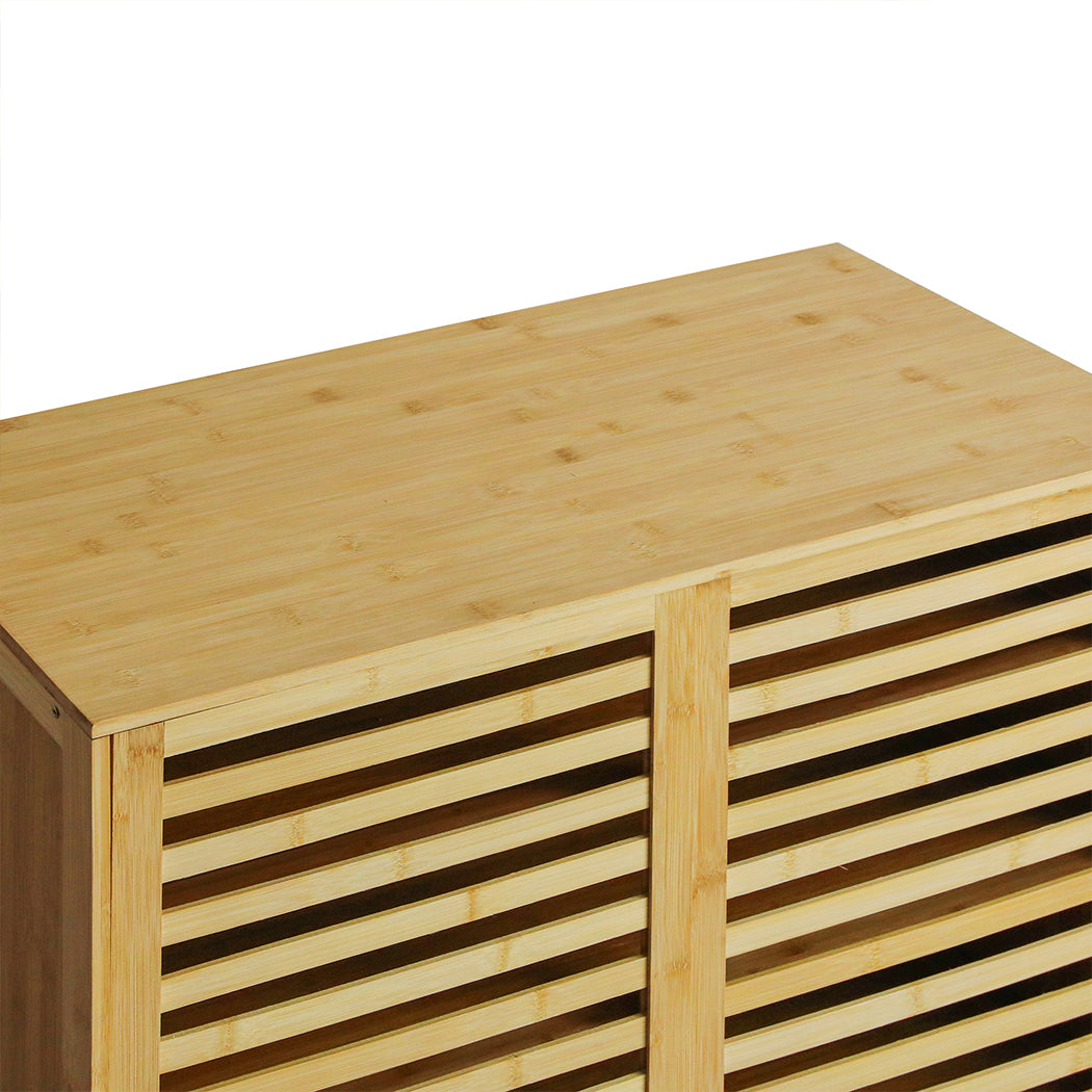 Functional Bamboo Storage Cabinet Freestanding Natural  Space-Saving