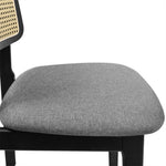 Ergonomic 2x Dining Chair Wood Rattan Armless Black  Space-Saving
