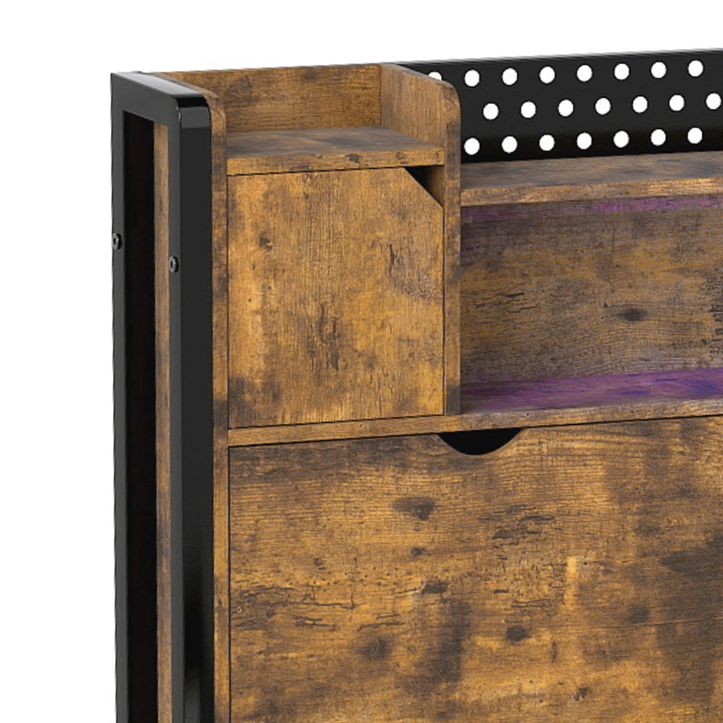 Single Bed Frame Storage Headboard Industrial 209x92x109cm