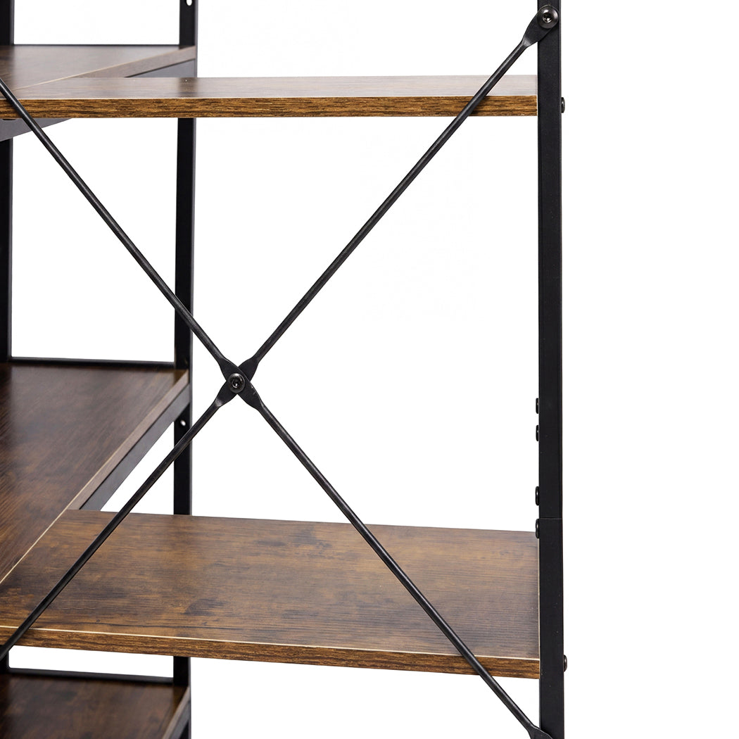 Levede Corner Bookshelf 5 Tier Bookcase L Shape Storage Shelf Display Rack Brown
