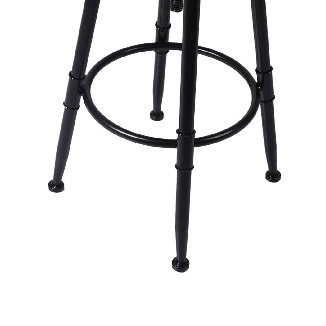 Premium 2x Bar Stool Kitchen Wooden PU  Adjustable Height Classic