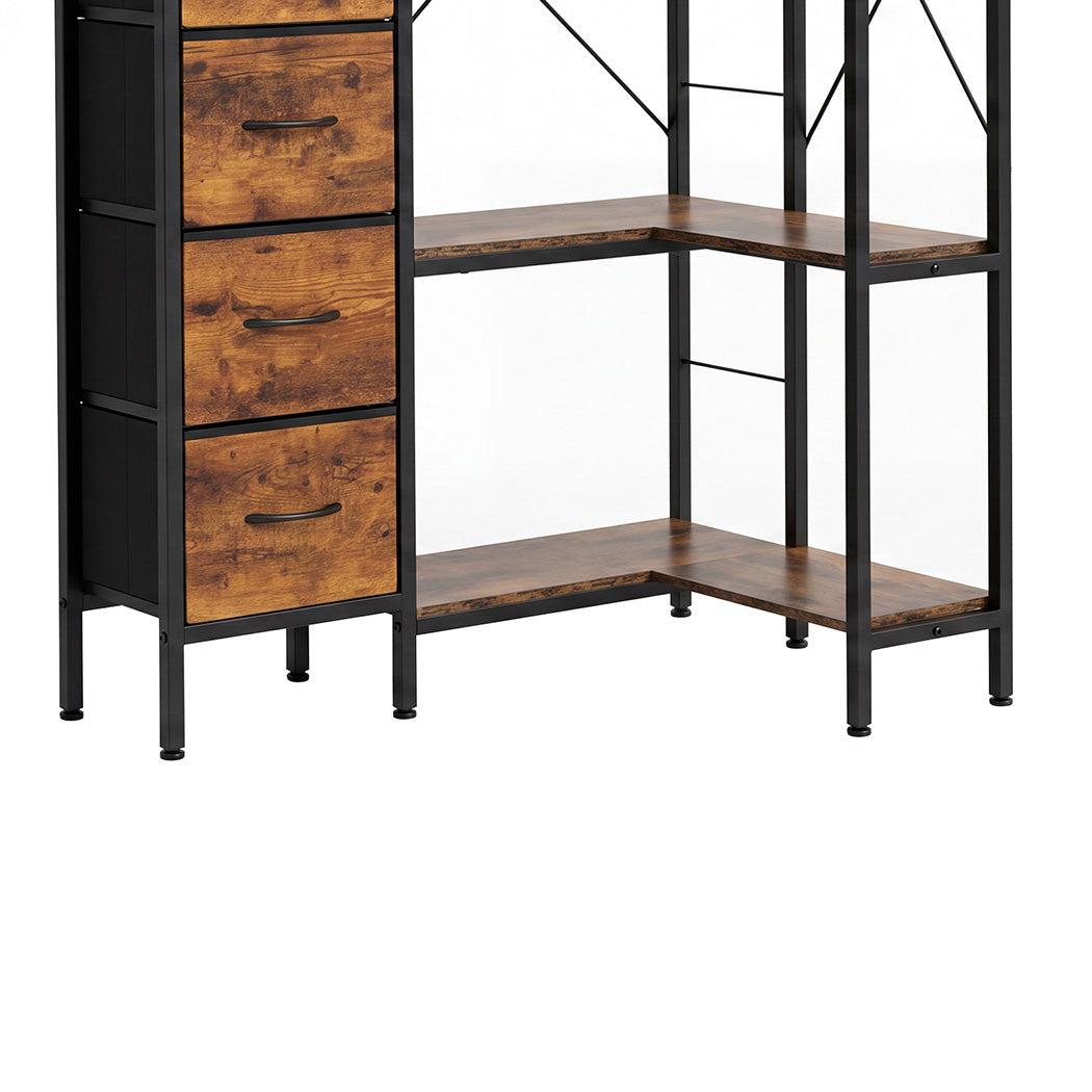 Corner Bookshelf With Fabric Drawers 89x58.5x170.5cm