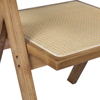Functional 1x Dining Chair Solid Wood Rattan Natural  High Back