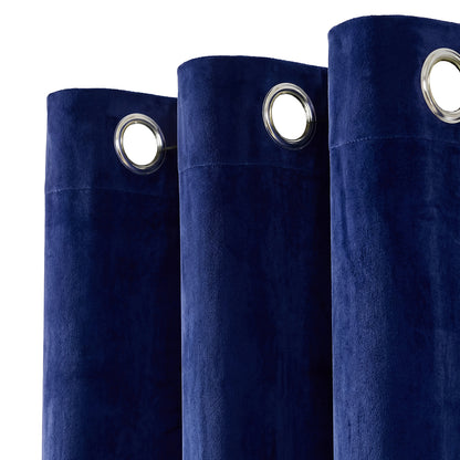 Marlow Blackout Curtains 2X Velvet Room Darkening Eyelet Curtains Decor Blue