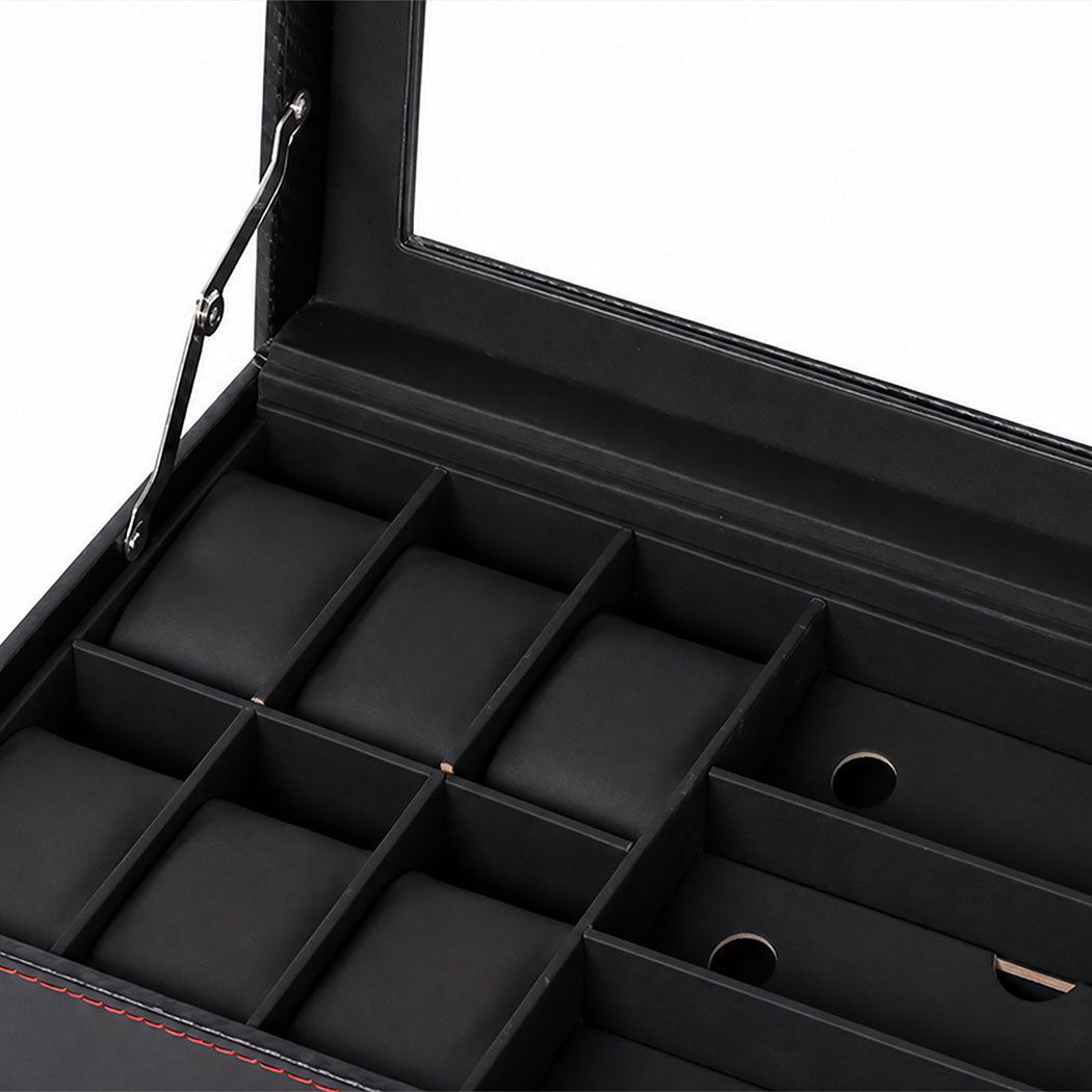Watch Box 6 Slot Leather Case 33x20x13cm