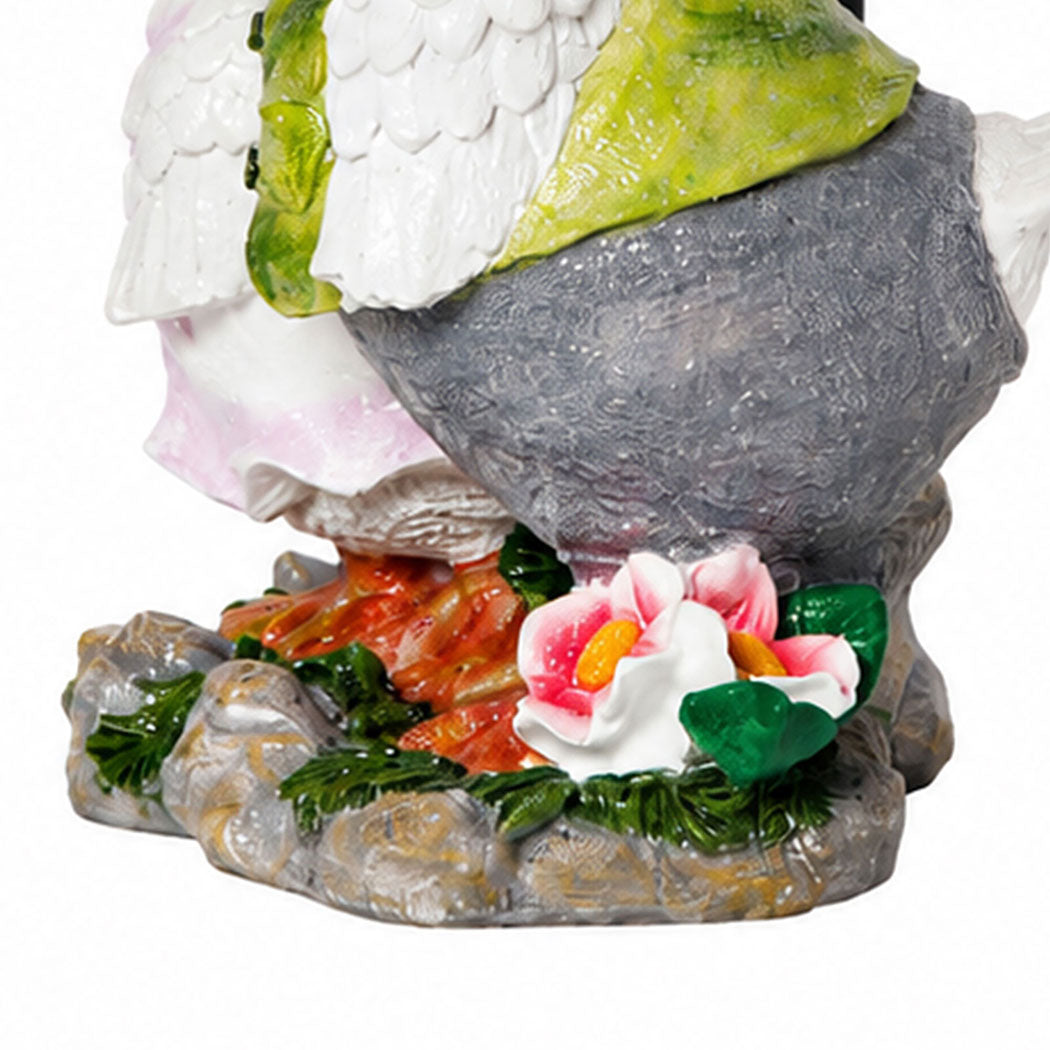 Duck Statue Solar Light White 15.5x12.5x34.5cm