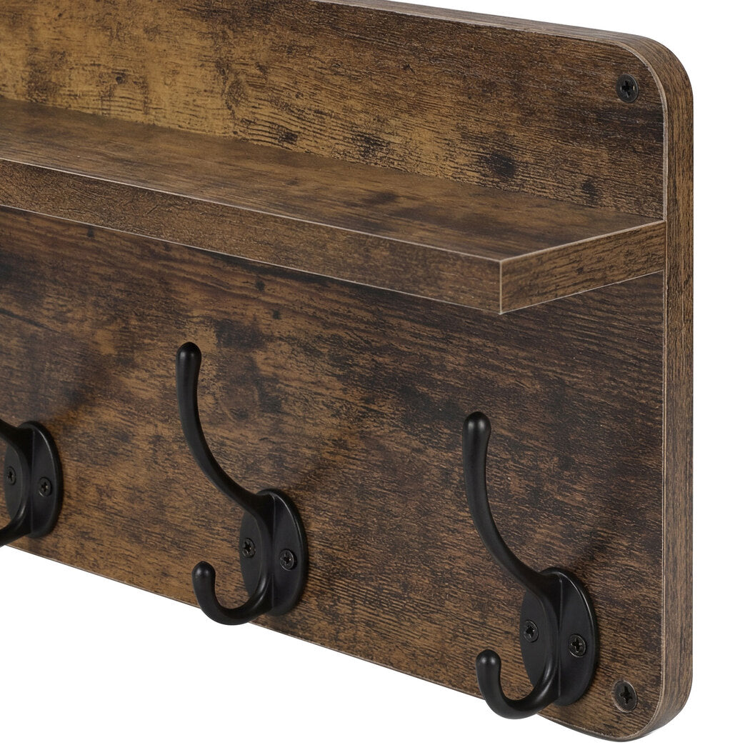 Levede Wall Mounted Coat Rack 2 Pcs Entryway Organizer Storage Rack Shelf Hooks