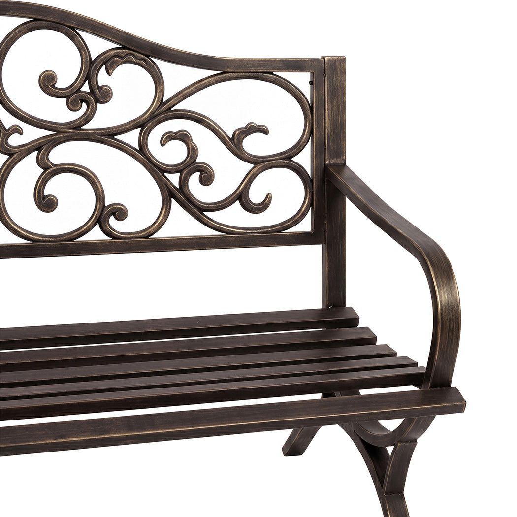 Levede Garden Bench Seat Outdoor Patio Park Lounge Backyard Chair Bronze 3 Seat