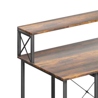 Luxury Office Gaming Computer Desk Brown  Multipurpose Use Classic