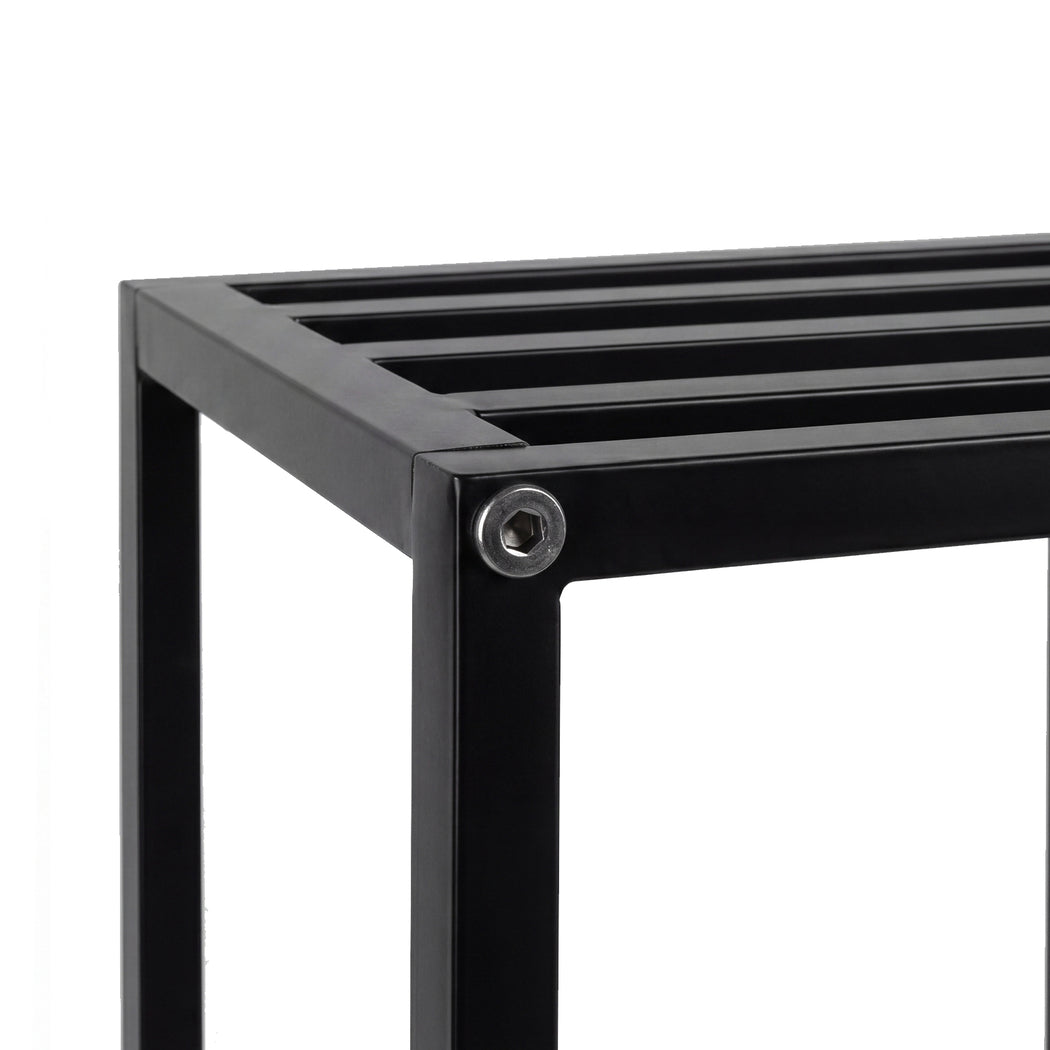 Levede Metal Plant Stand 76cm Tall 2 Tier Indoor Corner Shelf Black Display Rack
