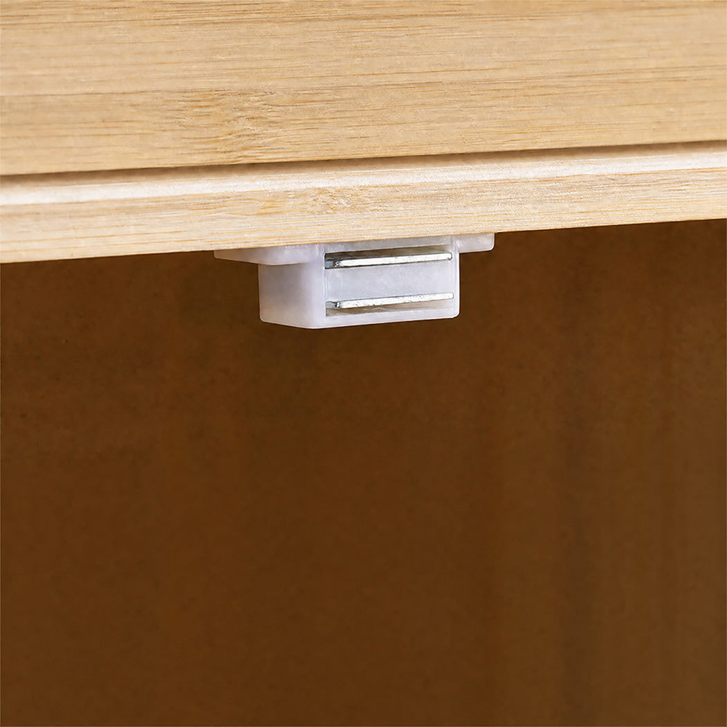 Toque Bread Box Bread Bin Double Layer Bamboo Bread Storage with Window Natural