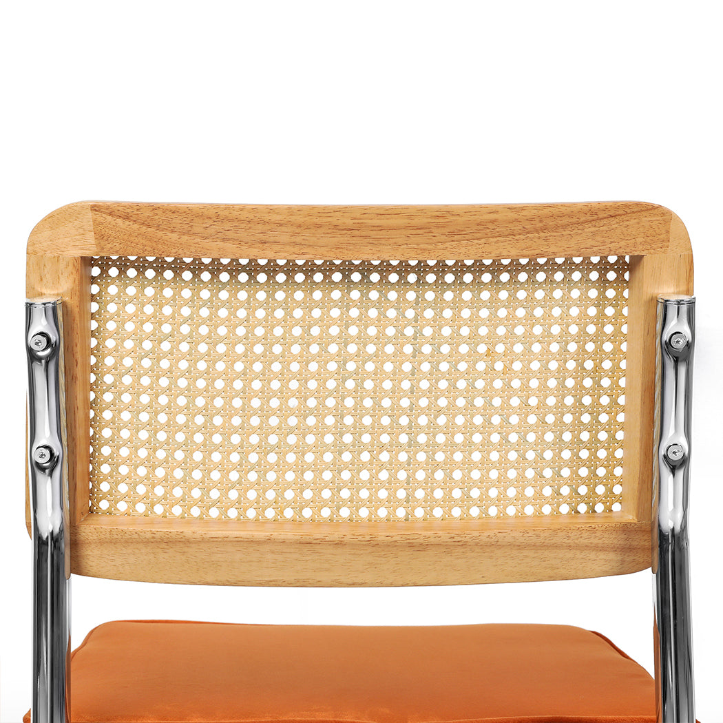 Functional 2xRattan Chair Dining Chairs Orange  Soft Cushion