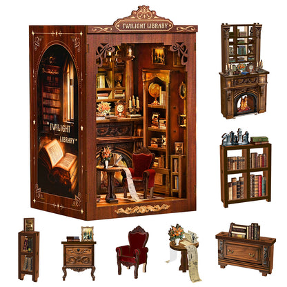 Miniature Book Nook Kit Walnut 12x11x19cm