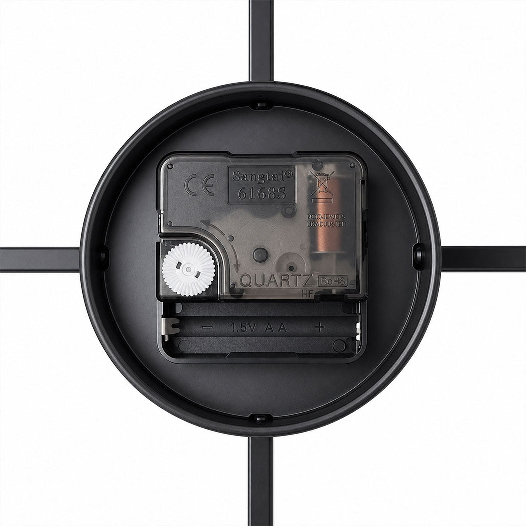Silent Wall Clock Large Face Black 40x40x1.8cm