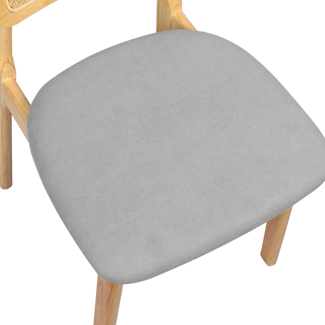 Minimalist Dining Chair Wood Rattan Armless Natural x8  High Back
