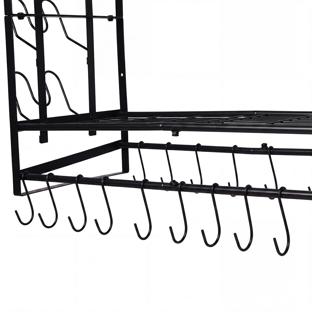 Toque Pot Rack Wall Mounted 2 Tier Hanging Cookware Organizer 20 Hooks Pan Rack