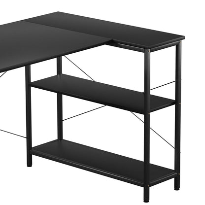 Compact L Shaped Computer Desk Corner Desk Black  Foldable Function