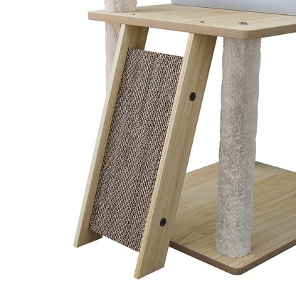 Cat Tree Tower Scratcher Beige 50x40x120cm