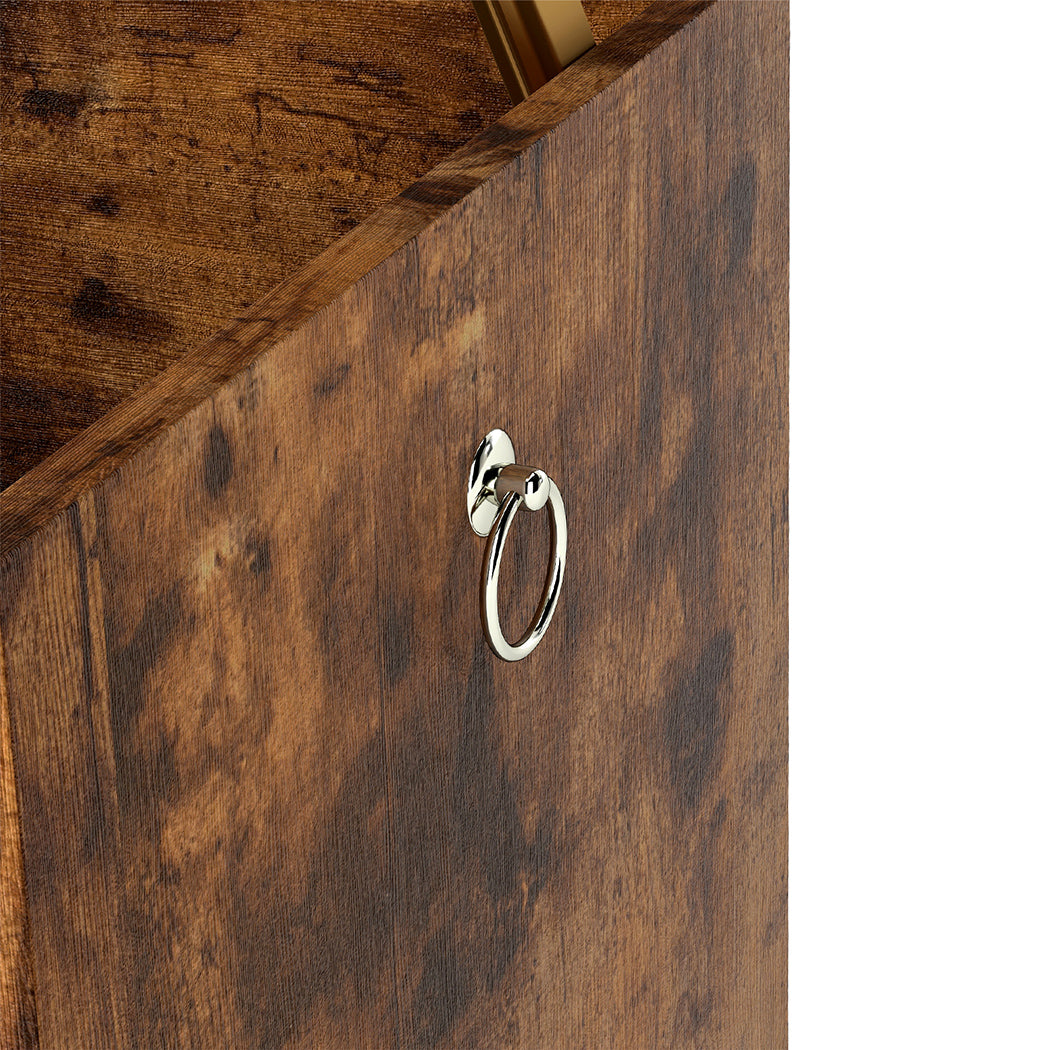 Rustic Storage Bench Wooden Cabinet 100x40x41cm