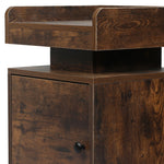 Minimalist Bedside Table USB Charger Outlet RGB Oak  Wood Finish