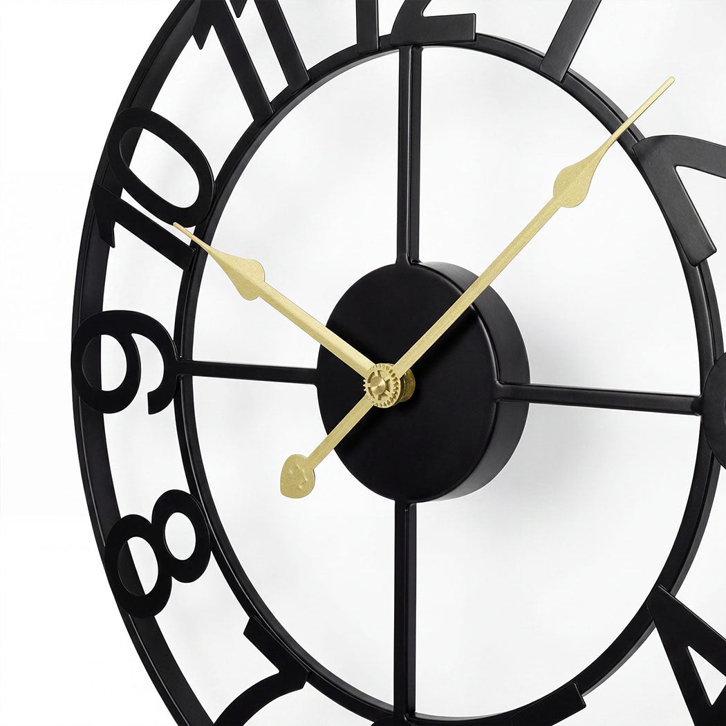 Silent Wall Clock Large Face Black 40x40x1.8cm