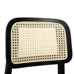 Ergonomic 2x Dining Chair Wood Rattan Armless Black  Space-Saving