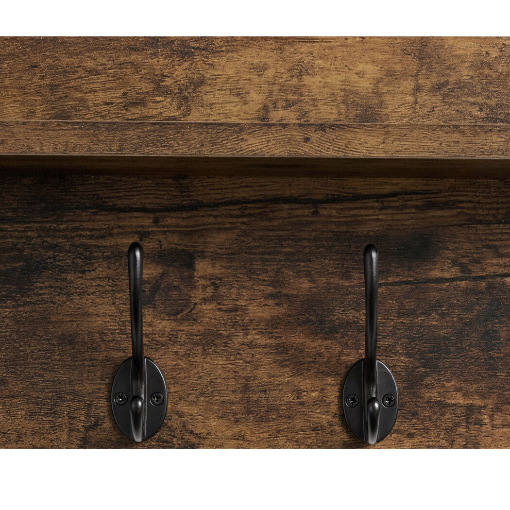 Levede Wall Mounted Coat Rack 2 Pcs Entryway Organizer Storage Rack Shelf Hooks