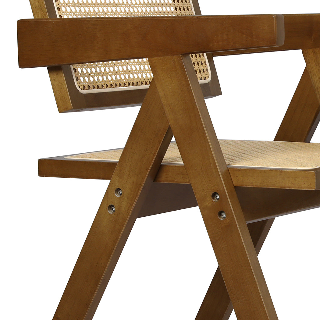 Stylish 2x Walnut Wicker Armchair Dining Chair  Premium Quality Build