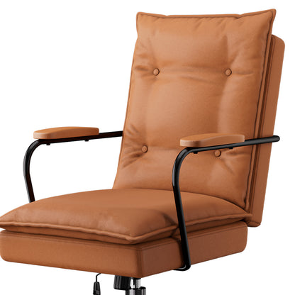 Functional Ergonomic Office Chair Computer PU Brown  Durable Frame