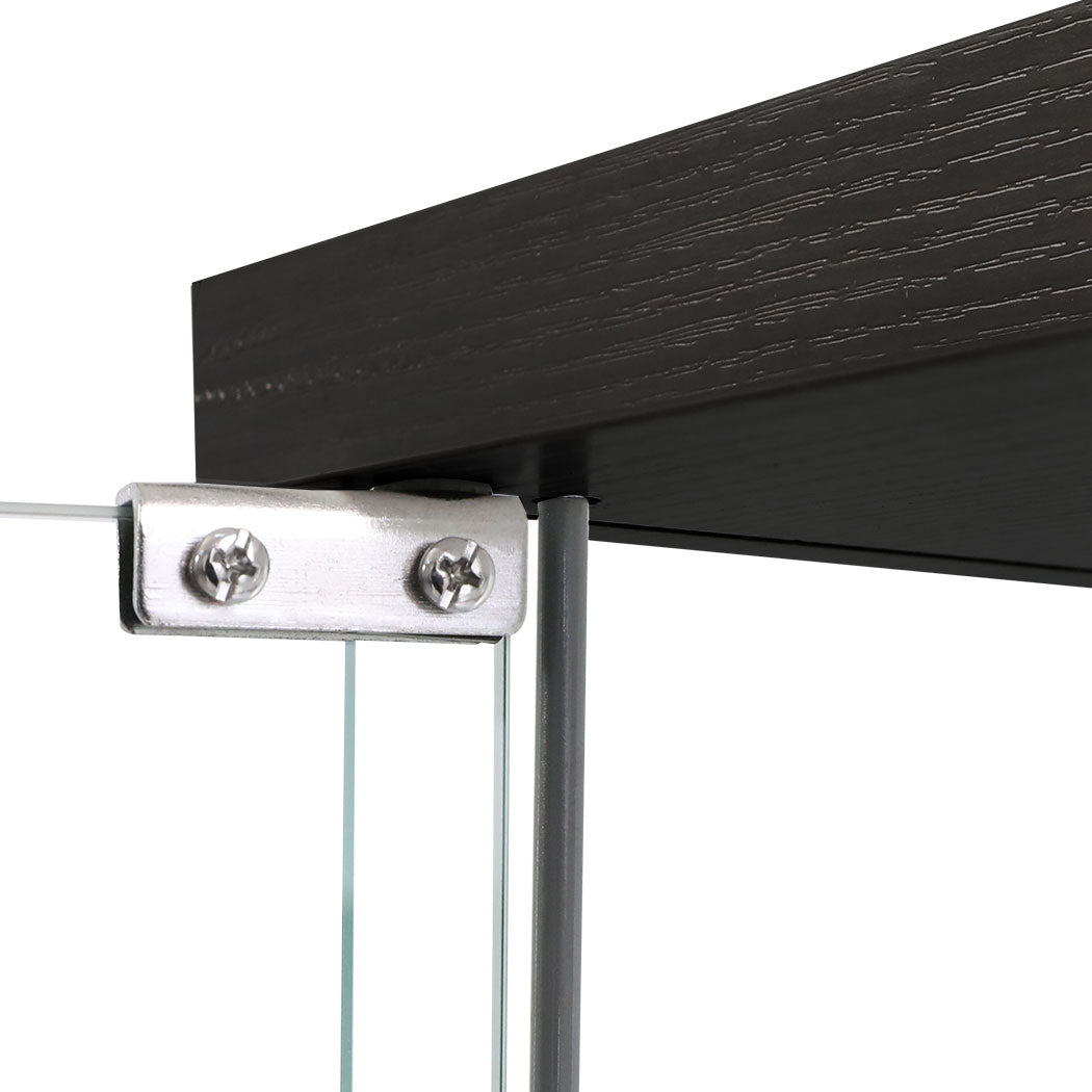 Contemporary Display Storage Cabinet Glass Black  High Back Support