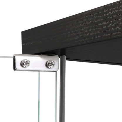 Contemporary Display Storage Cabinet Glass Black  High Back Support