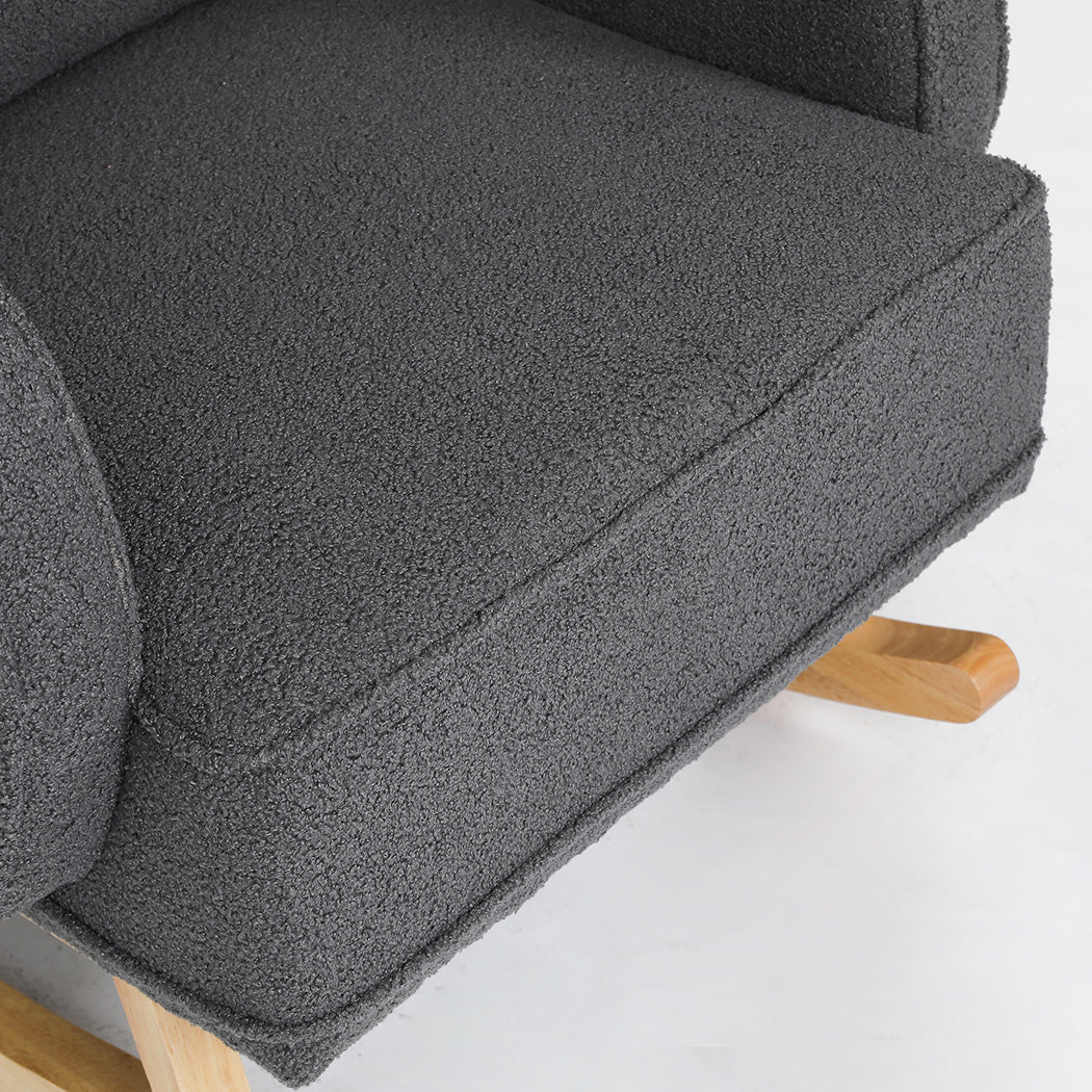 Elegant Fleece Rocking Chair with footstool  Space-Saving Design