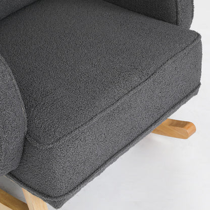 Elegant Fleece Rocking Chair with footstool  Space-Saving Design