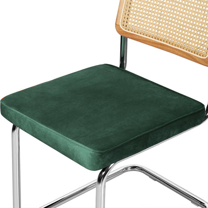 Rattan Dining Chairs Green Velvet 47x53x83cm