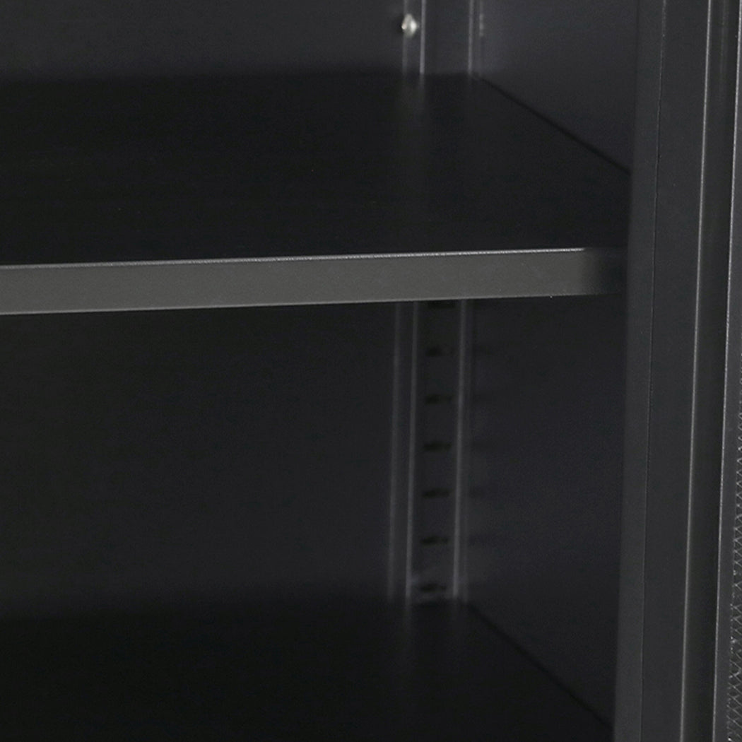 Elegant Storage Cabinet Steel Kitchen Black  Space-Saving Design