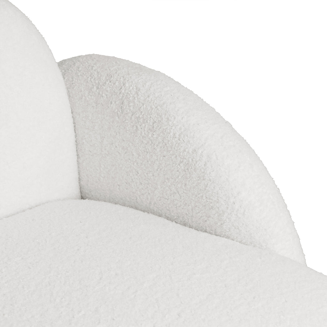 Stylish Sofa Chair Fleece Upholstered Single White  Adjustable Height