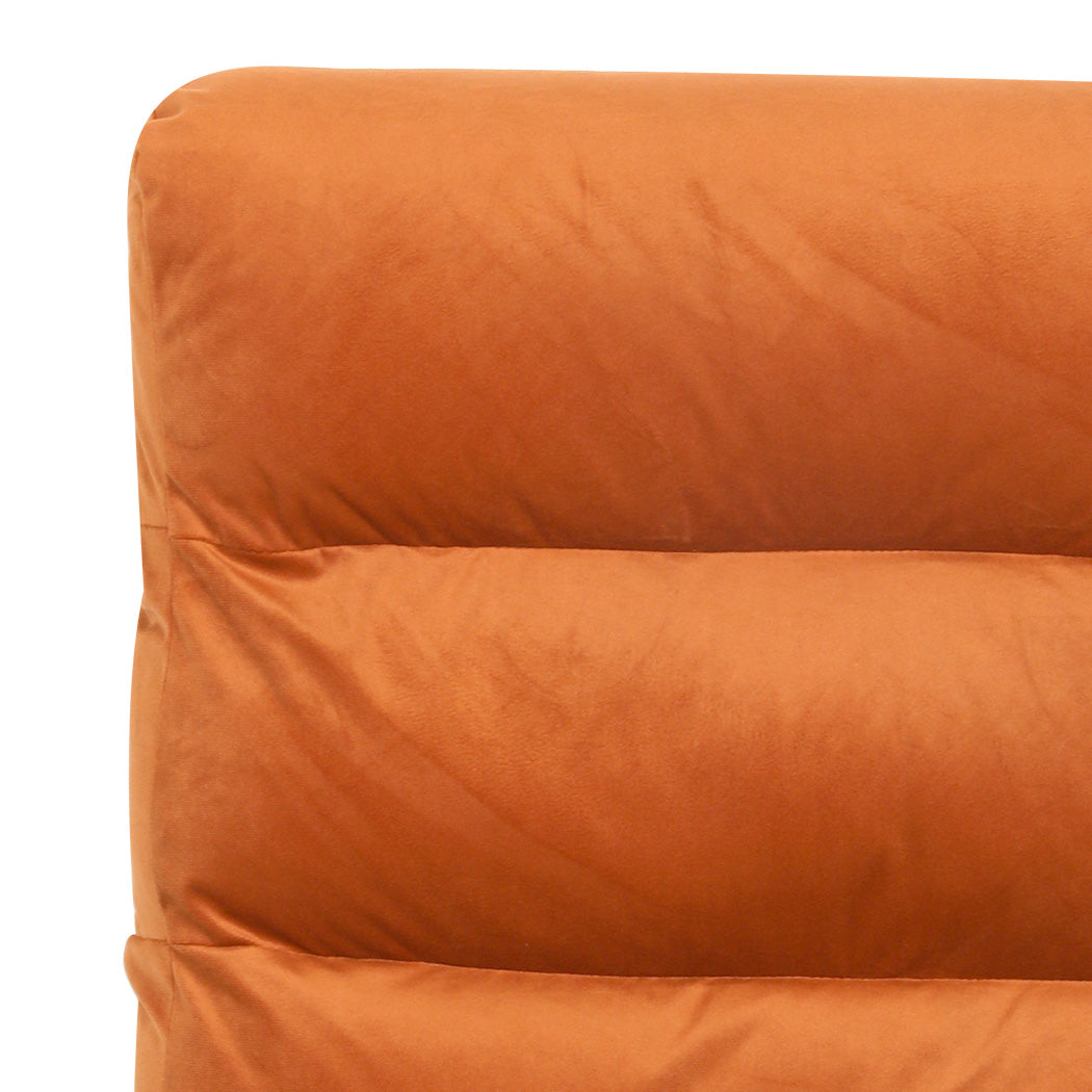 Premium Metal Framed Lounge Chair Velvet in Orange  High Back Support