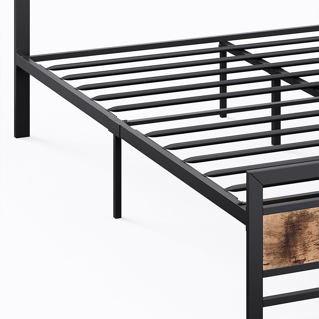 Luxury Metal Bed Frame Mattress Base Set Wood Queen  Easy Assembly