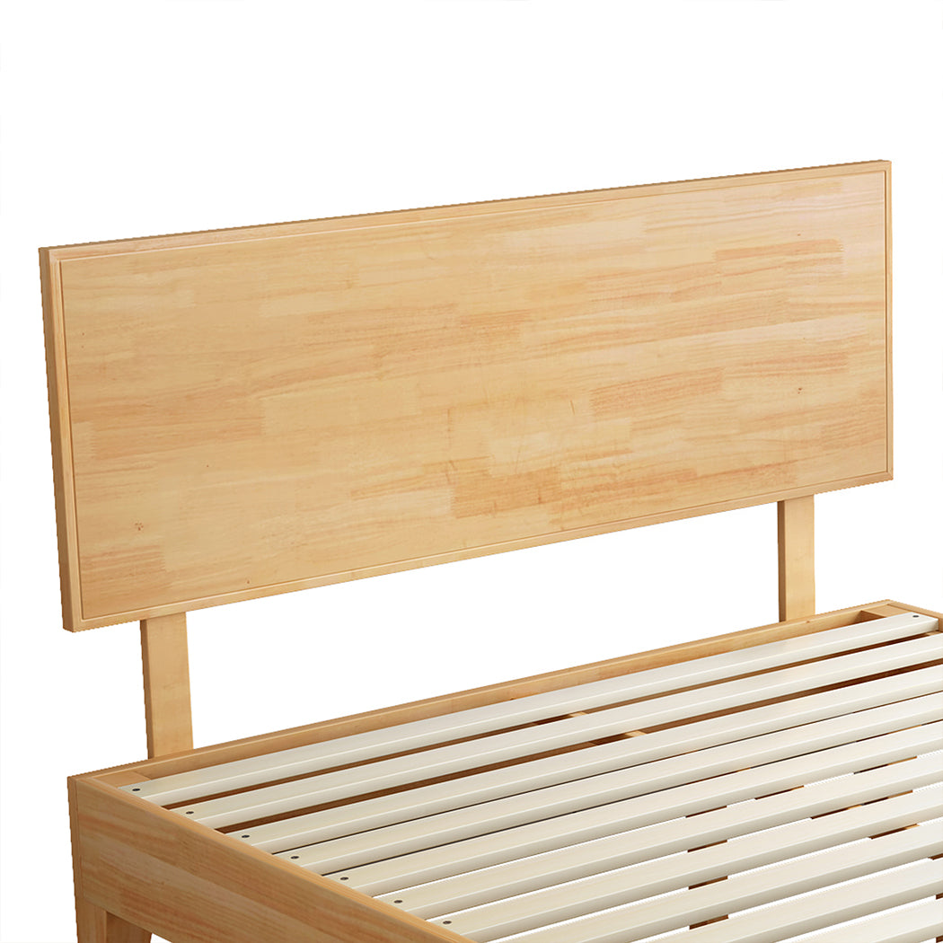 Stylish Queen Rubberwood Bed Frame  Wood Finish Classic Durable