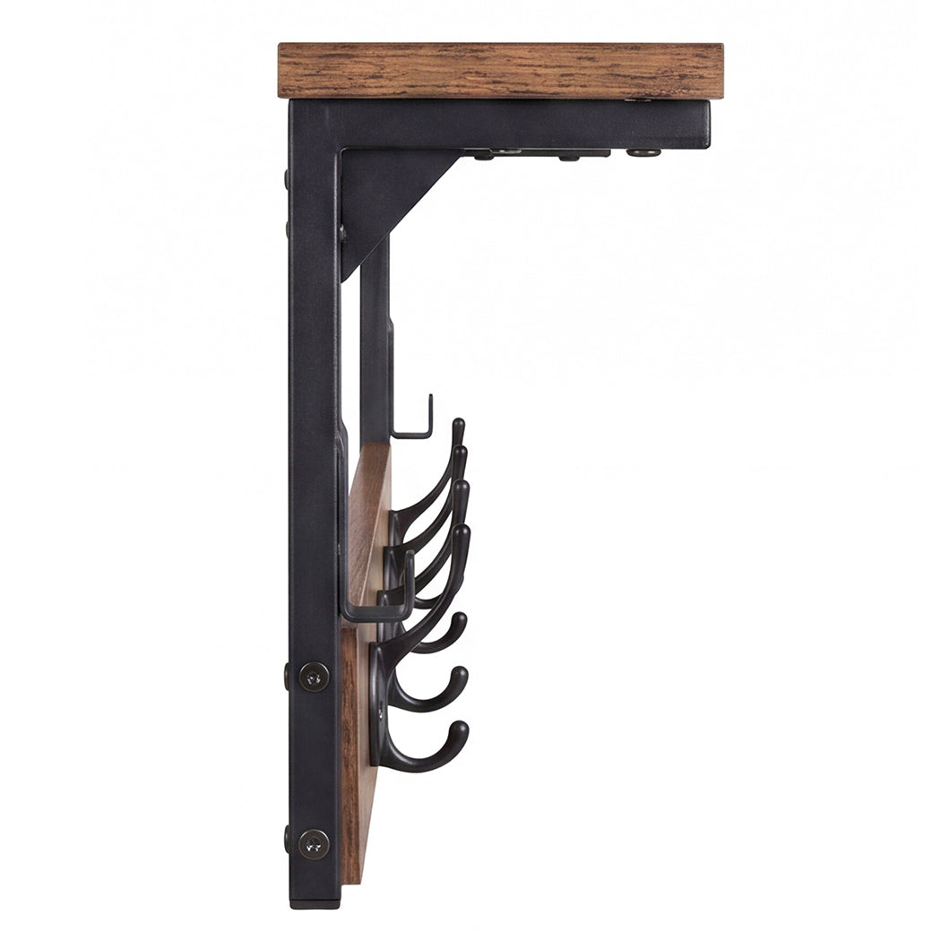 Wall Mounted Coat Rack Shelf 7 Hooks | HomeAndLiving - 7