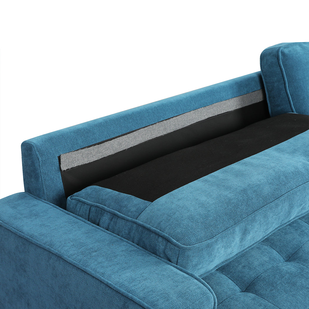 Stylish Fabric Sofa Armchair 3 Seater Couch Blue 191cm Wide