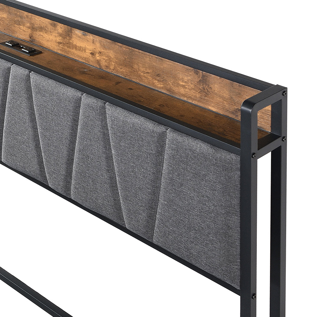 King Bed Frame Industrial Storage 220x183x105cm